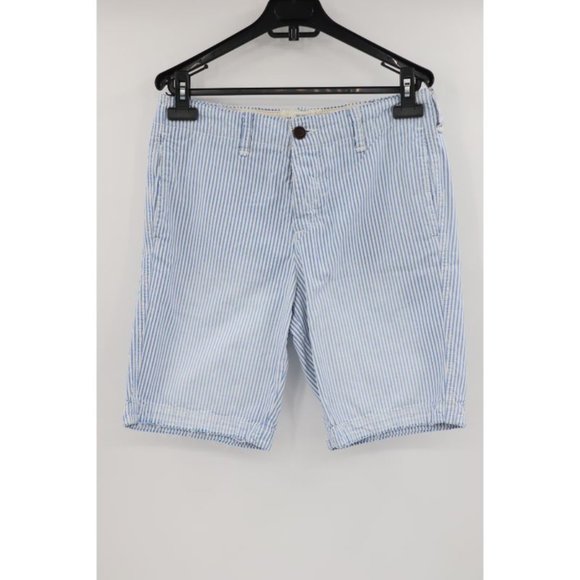 Abercrombie & Fitch Other - abercrombie fitch men's 30 9.5" striped white blue distressed flat front shorts